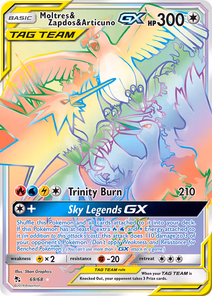 Moltres & Zapdos & Articuno GX 69/68 Pokemon card