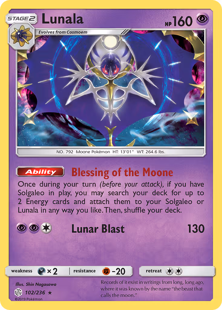 Lunala 102/236 Pokemon card