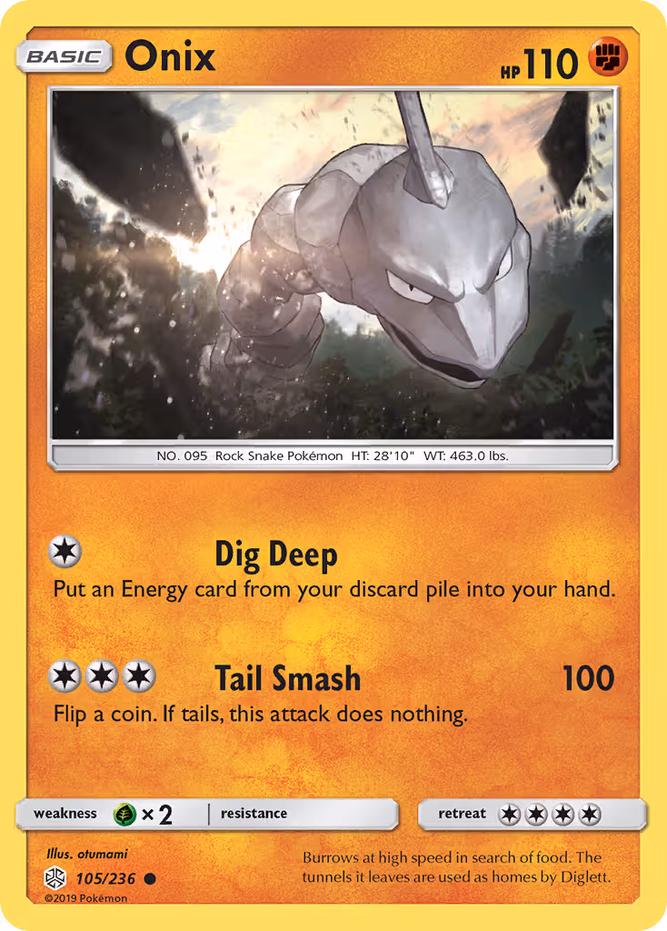 Onix 105/236 Pokemon card