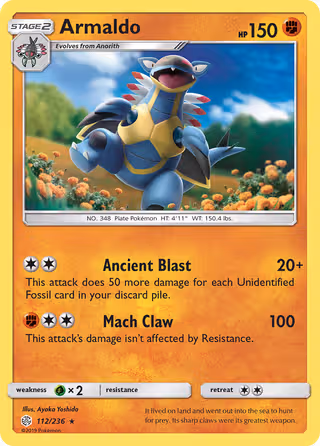 Armaldo 112/236 Pokemon card