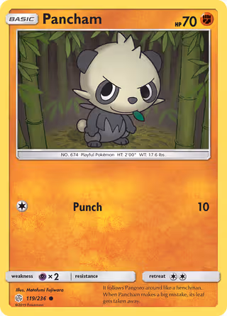 Pancham 119/236 Pokemon card