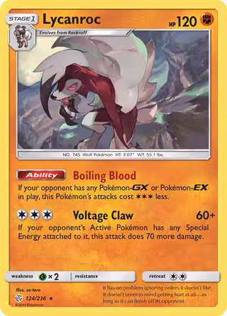 Lycanroc 124/236 Pokemon card