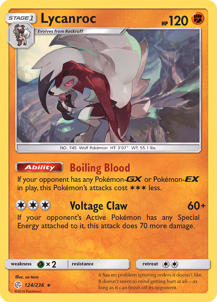 Lycanroc 124/236 Pokemon card