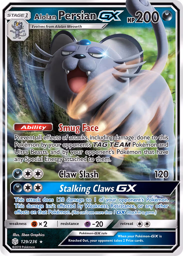 Alolan Persian GX 129/236 Pokemon card