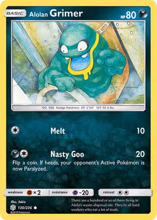 Alolan Grimer 130/236 Pokemon card