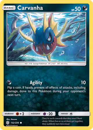 Carvanha 132/236 Pokemon card