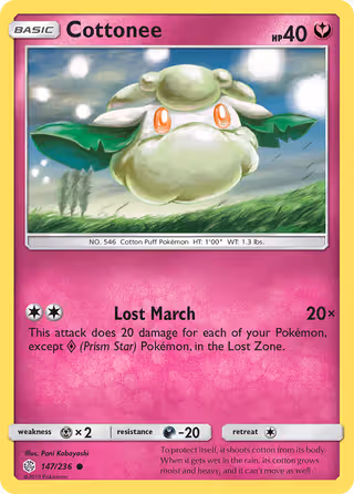 Cottonee 147/236 Pokemon card
