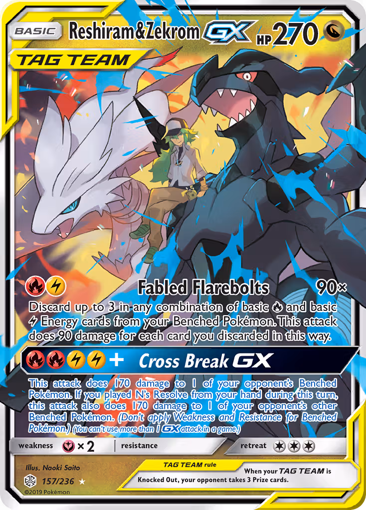 Reshiram & Zekrom GX 157/236 Pokemon card