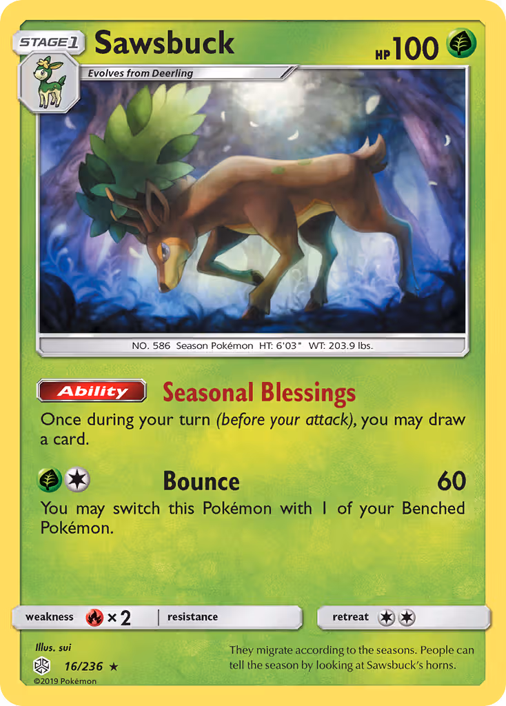 Sawsbuck 16/236 Pokemon card