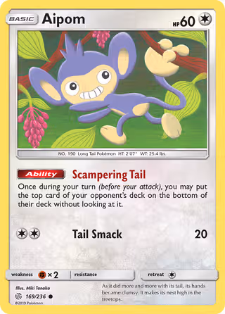 Aipom 169/236 Pokemon card