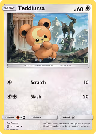 Teddiursa 171/236 Pokemon card