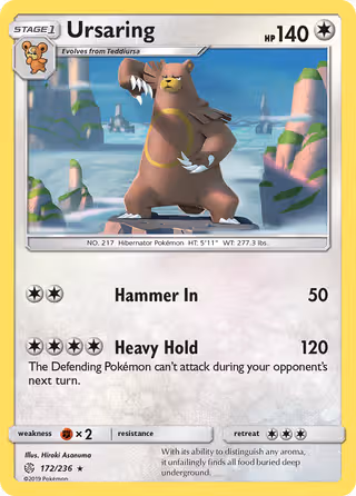 Ursaring 172/236 Pokemon card