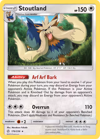 Stoutland 176/236 Pokemon card