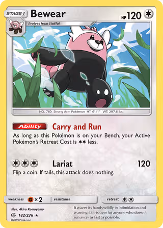 Bewear 182/236 Pokemon card