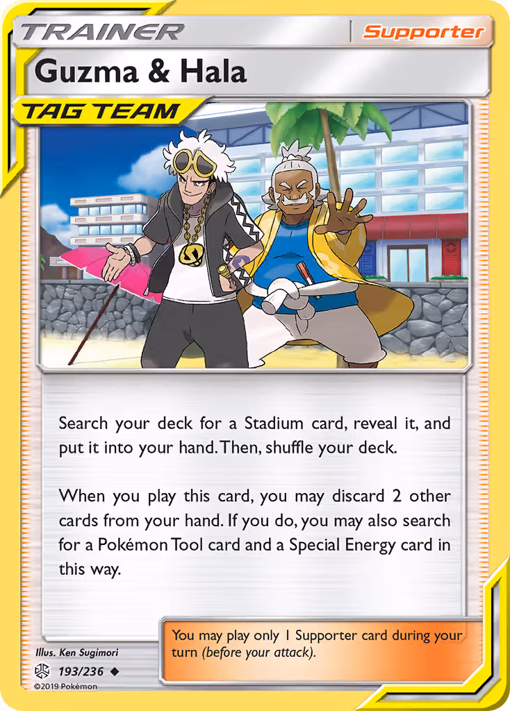 Guzma & Hala 193/236 Pokemon card