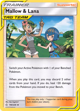 Mallow & Lana 198/236 Pokemon card