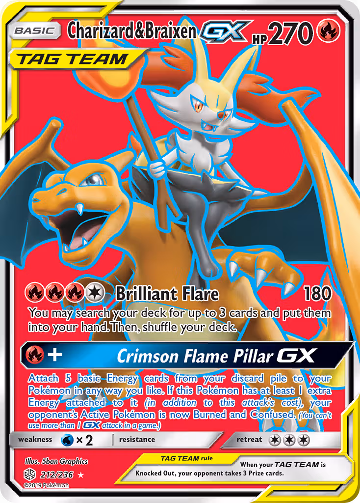 Charizard & Braixen GX 212/236 Pokemon card