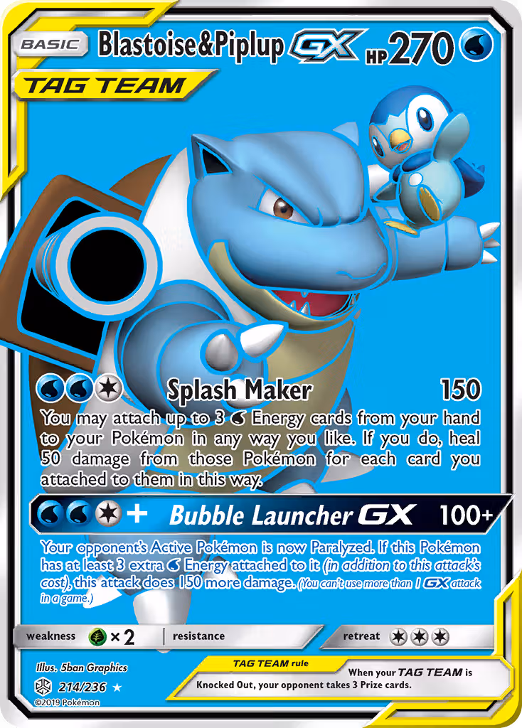 Blastoise & Piplup GX 214/236 Pokemon card