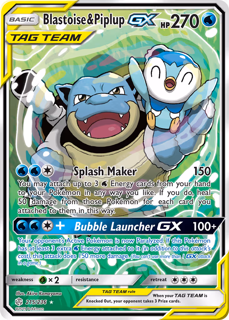 Blastoise & Piplup GX 215/236 Pokemon card