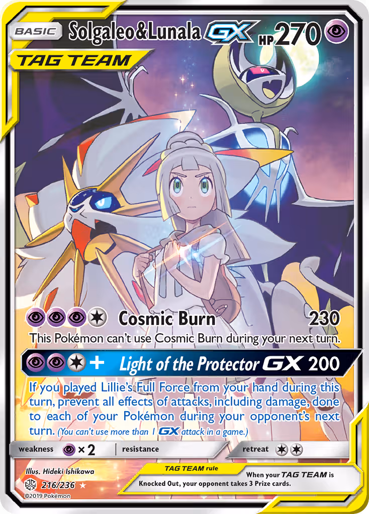 Solgaleo & Lunala GX 216/236 Pokemon card