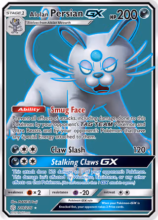 Alolan Persian GX 219/236 Pokemon card
