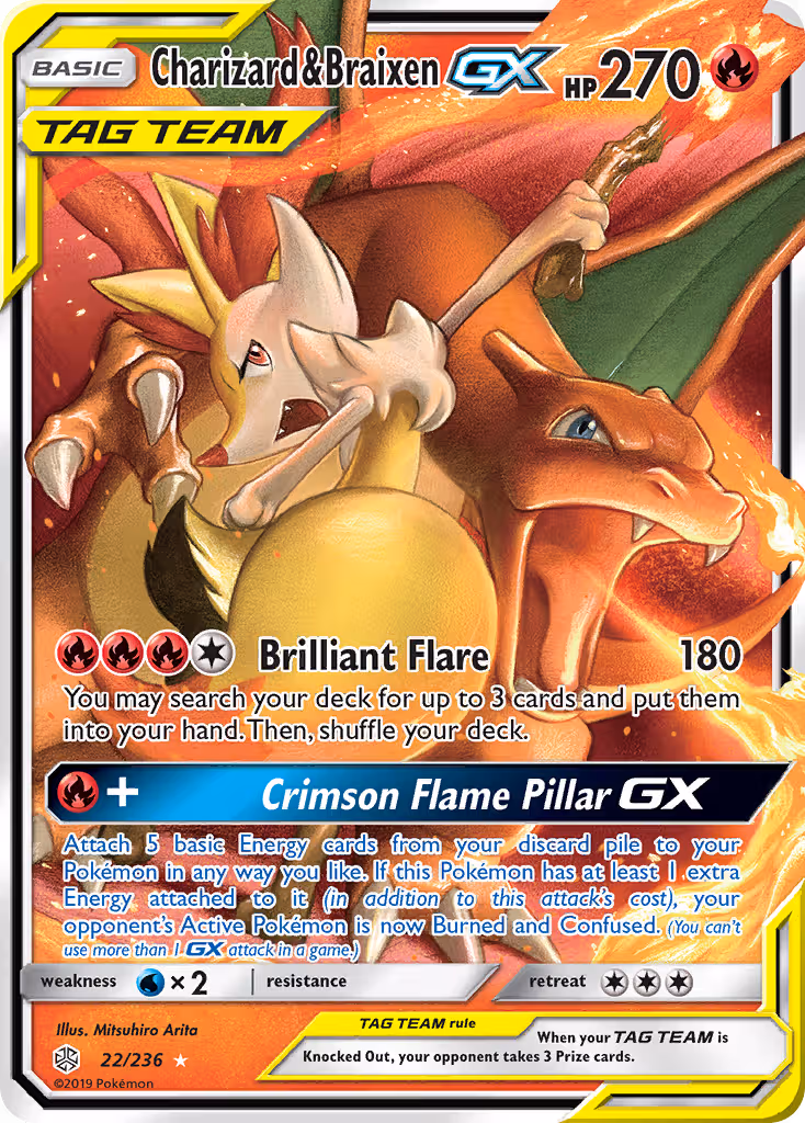 Charizard & Braixen GX 22/236 Pokemon card
