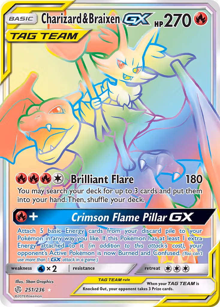 Charizard & Braixen GX 251/236 Pokemon card