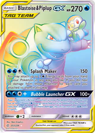 Blastoise & Piplup GX 253/236 Pokemon card