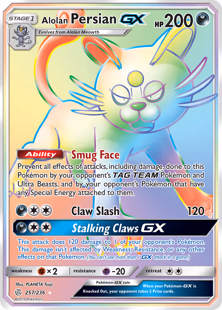 Alolan Persian GX 257/236 Pokemon card