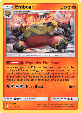 Emboar 33/236 Pokemon card
