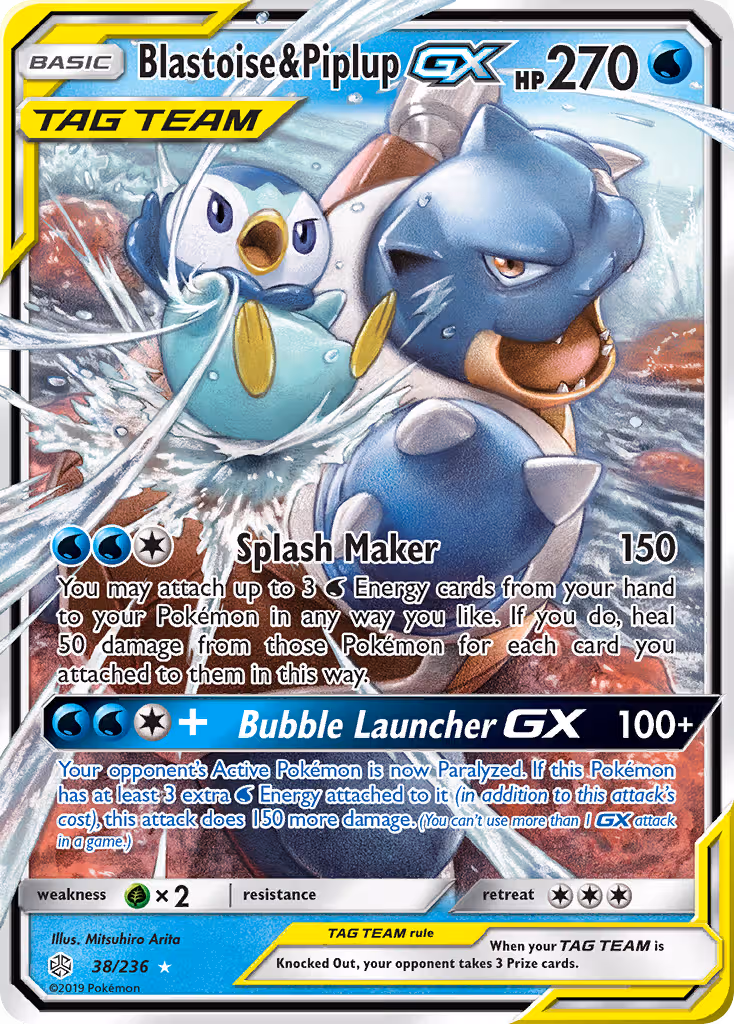 Blastoise & Piplup GX 38/236 Pokemon card