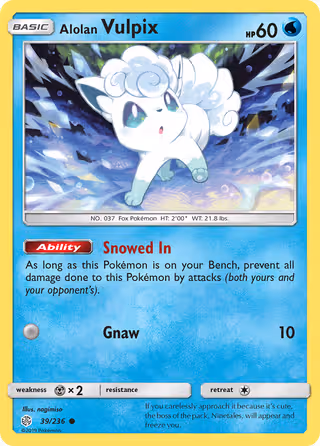 Alolan Vulpix 39/236 Pokemon card