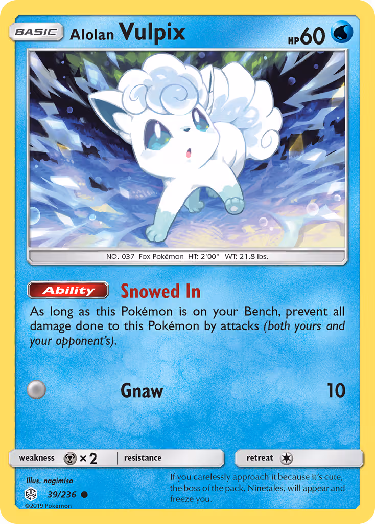 Alolan Vulpix 39/236 Pokemon card