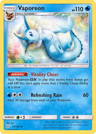 Vaporeon 42/236 Pokemon card