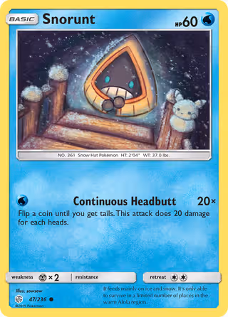 Snorunt 47/236 Pokemon card