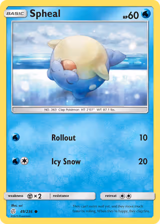 Spheal 49/236 Pokemon card