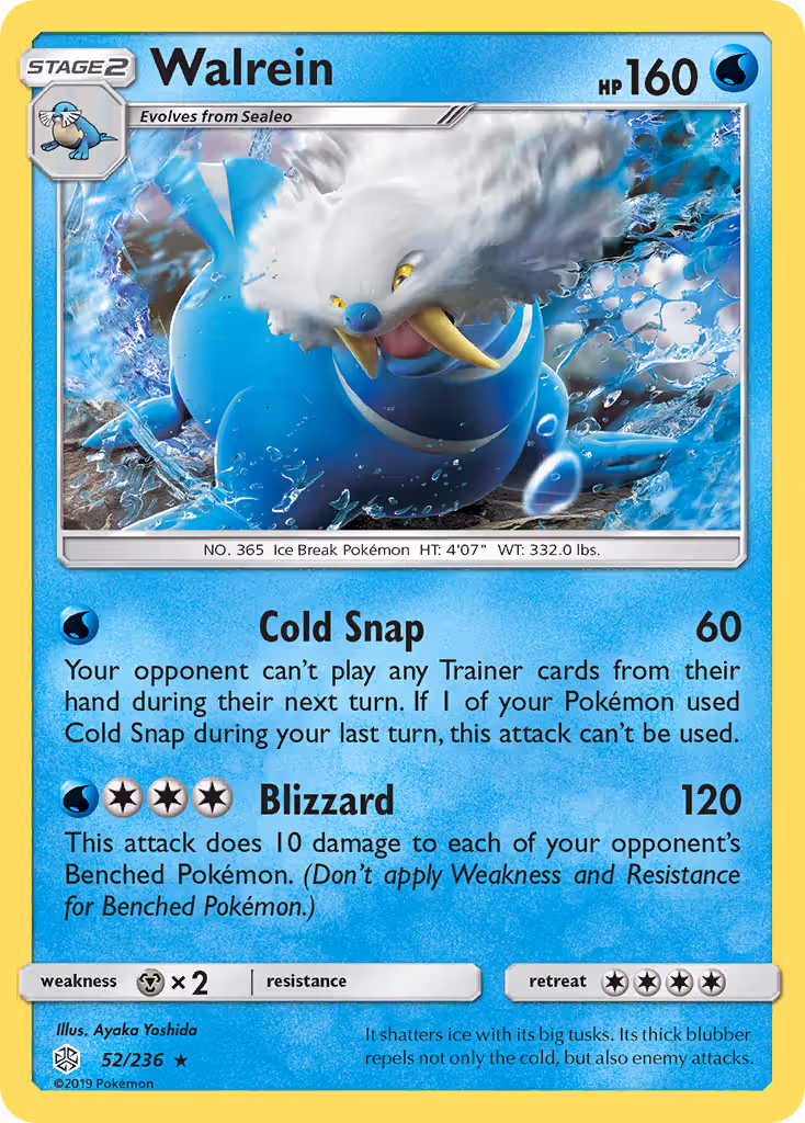 Walrein 52/236 Pokemon card
