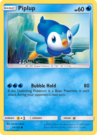 Piplup 54/236 Pokemon card