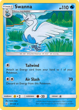 Swanna 60/236 Pokemon card