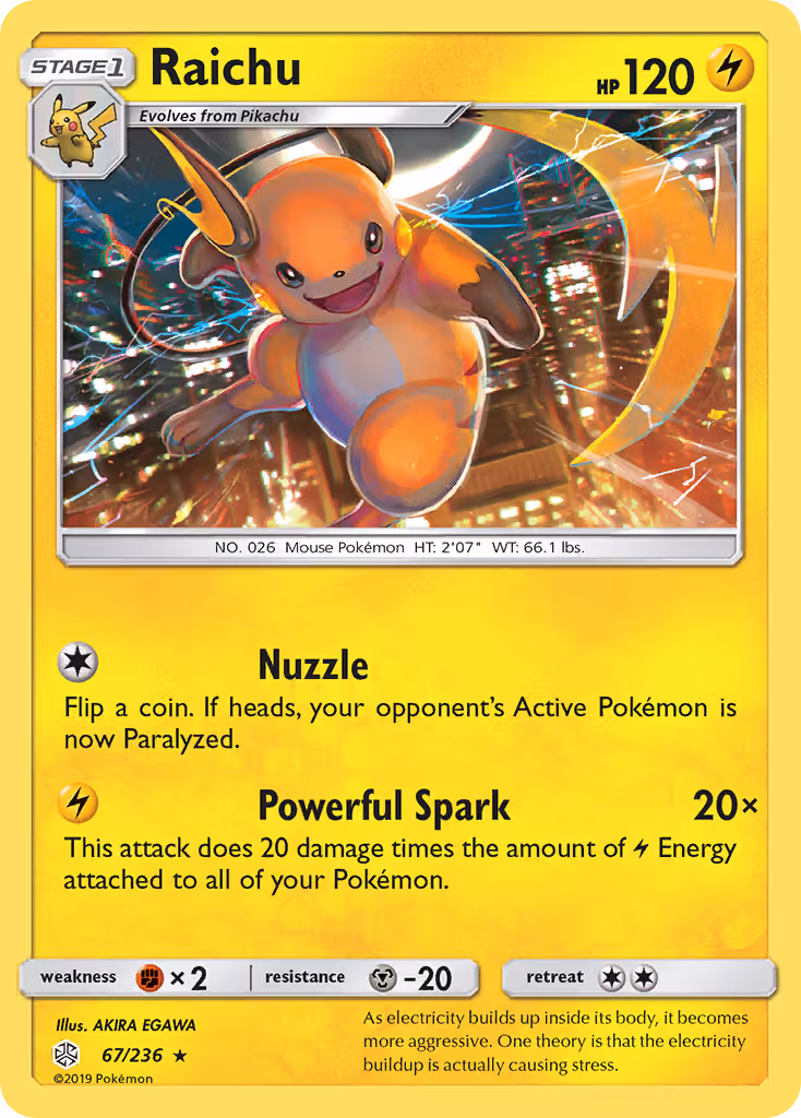 Raichu 67/236 Pokemon card
