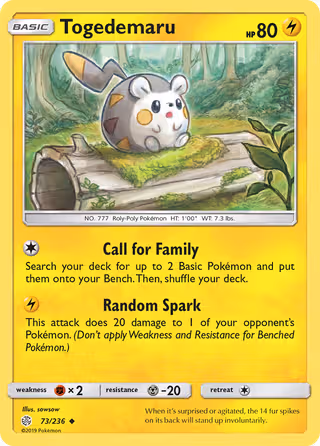 Togedemaru 73/236 Pokemon card