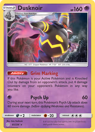 Dusknoir 85/236 Pokemon card