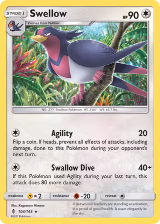 Swellow 104/145 Pokemon card