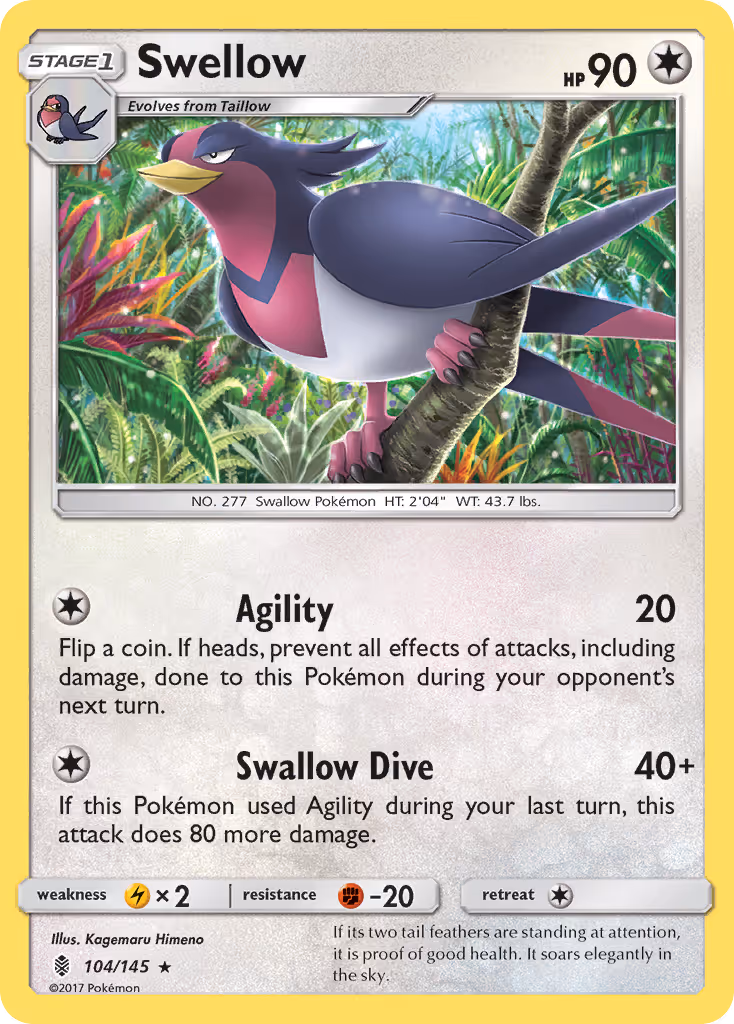 Swellow 104/145 Pokemon card