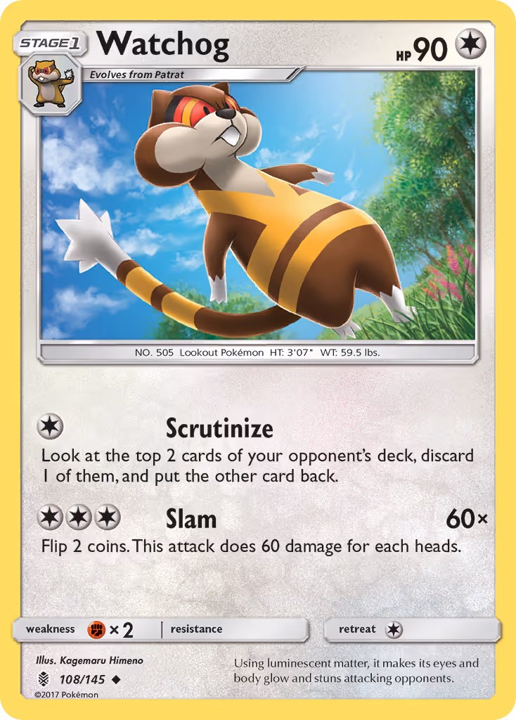 Watchog 108/145 Pokemon card