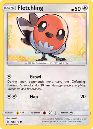 Fletchling 109/145 Pokemon card