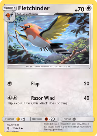 Fletchinder 110/145 Pokemon card