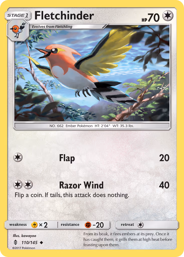 Fletchinder 110/145 Pokemon card