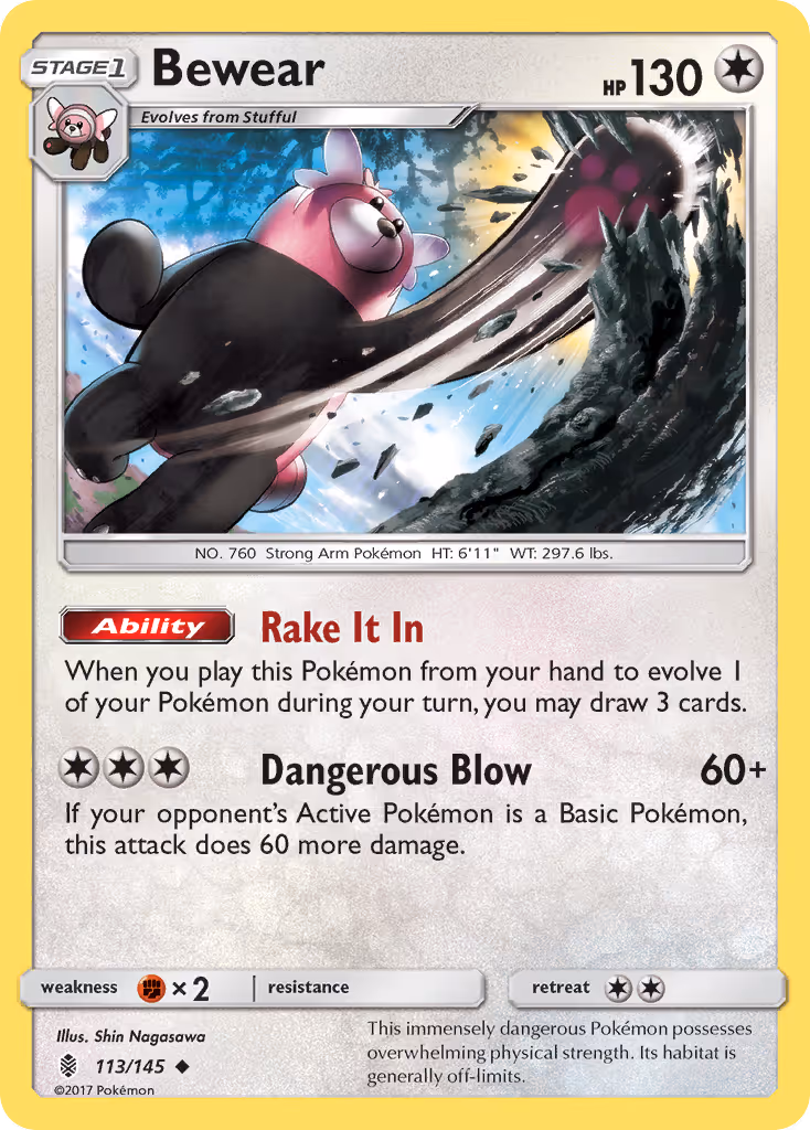 Bewear 113/145 Pokemon card