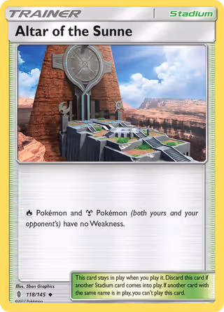 Altar of the Sunne 118/145 Pokemon card